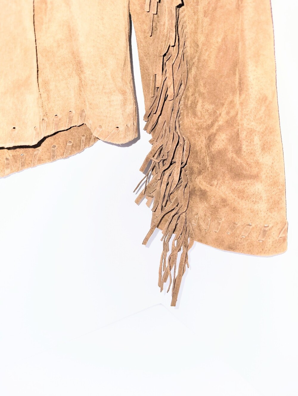 Chico's Brown Fringe Leather Jacket Genuine Suede Fitted Jacket Size 2 - Picture 8 of 16